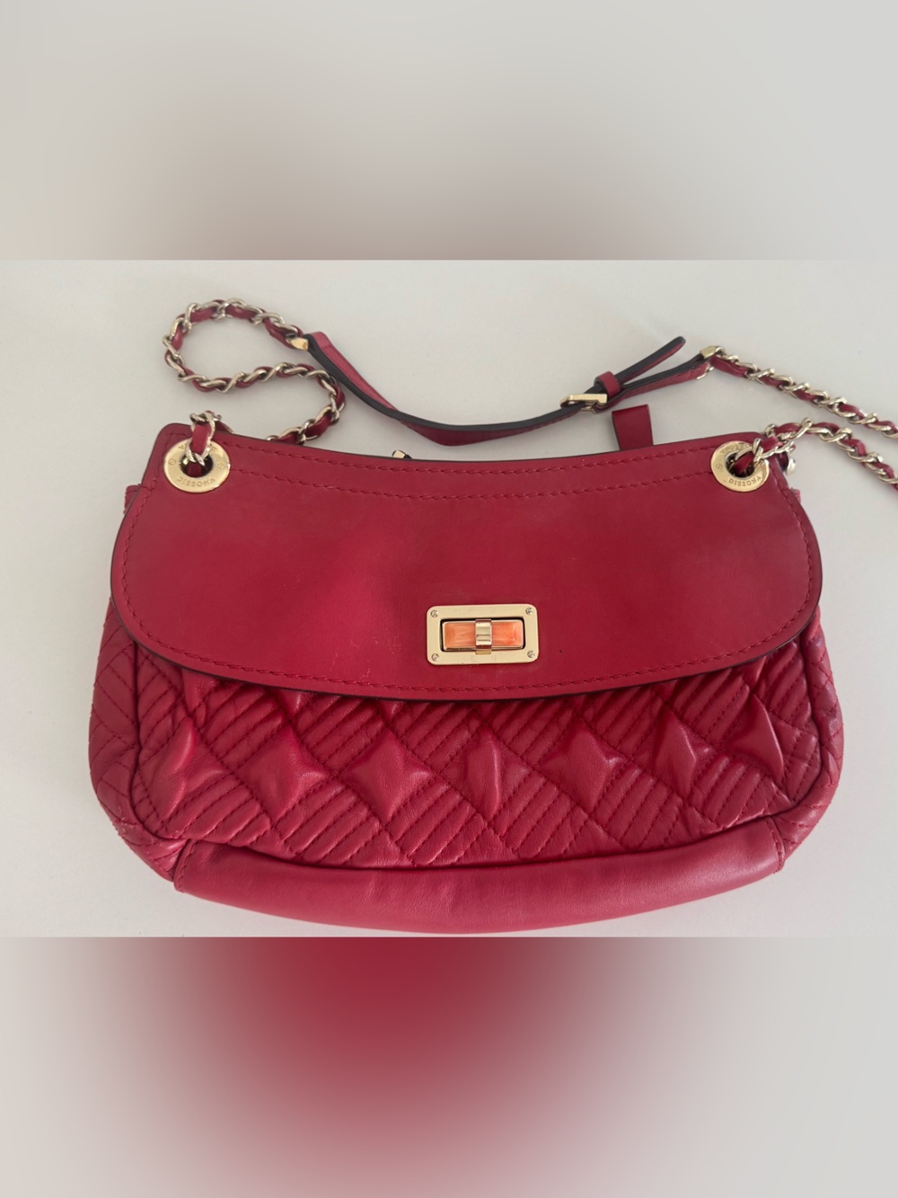 Red Quilted Chain-Handle Shoulder Bag
